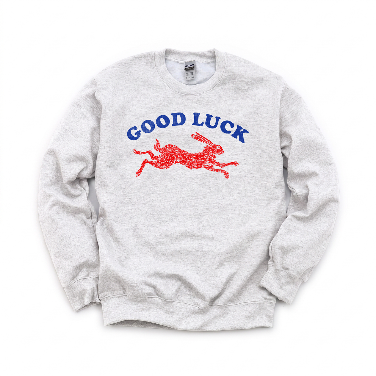 Running Rabbit graphic on Gildan 18000 in Ash