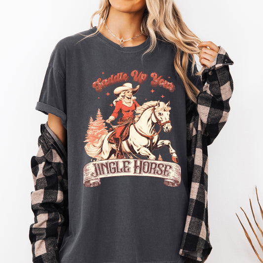 Saddle Up Your Jingle Horse, Cowboy, Cowgirl, Christmas Carol, Western Tshirt