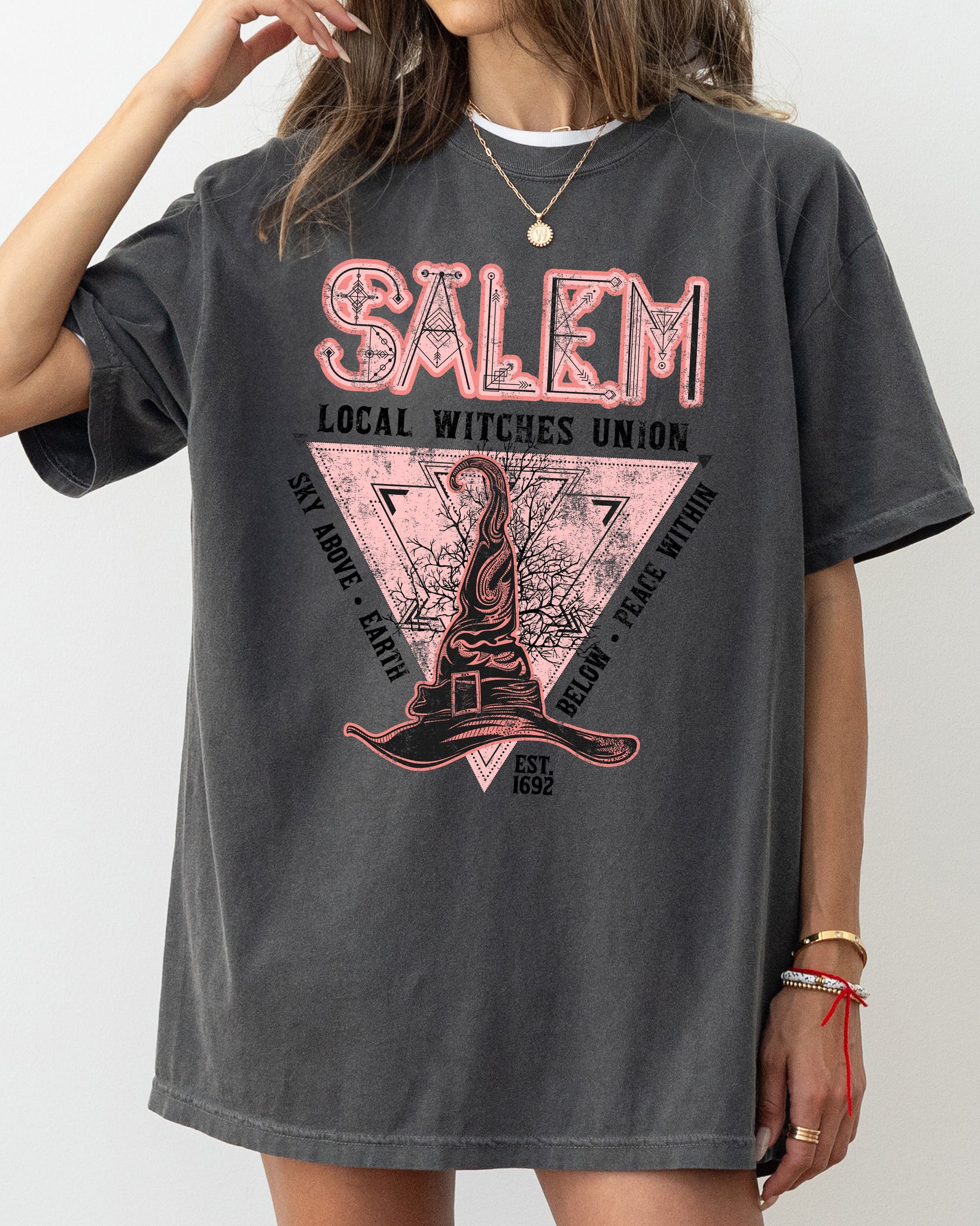 Salem Witches Union, 1692, Halloween, Sky Above, Earth Below, Peace Within, Local Witch Union, Fun Shirt Comfort Colors T-Shirt