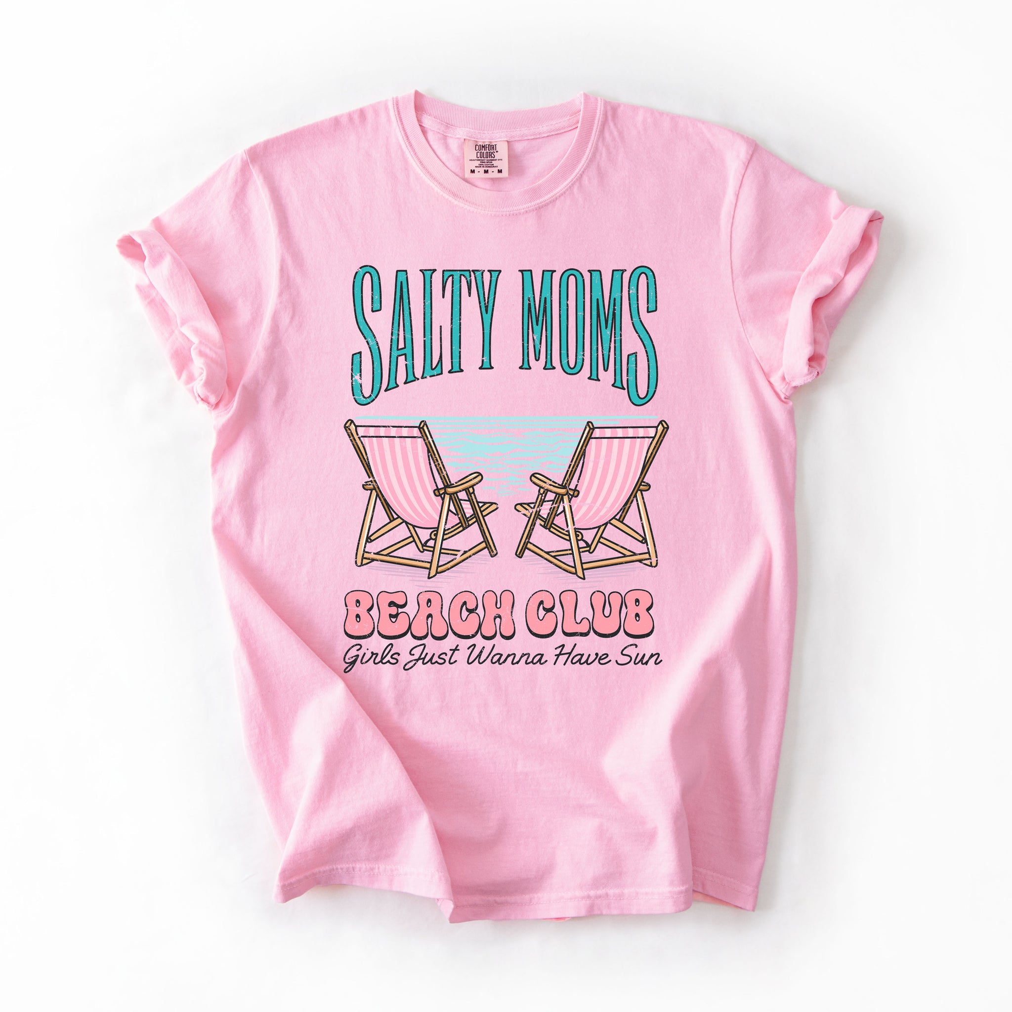 Salty Moms Beach Club, Summer, Beach, Sea Life, Outdoor, Travel, Western, Country, Comfort Colors T-Shirt