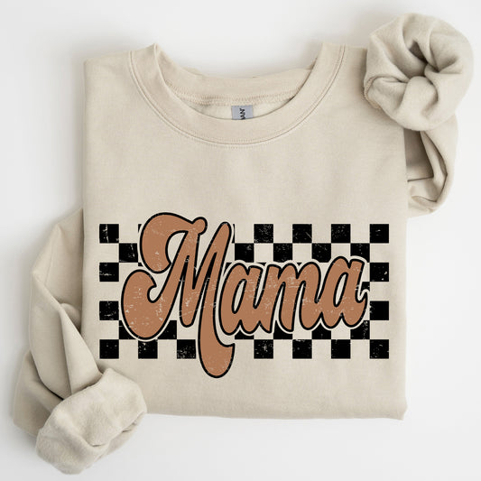 Mama Retro Checkered, Aesthetic, Vintage Sweatshirt