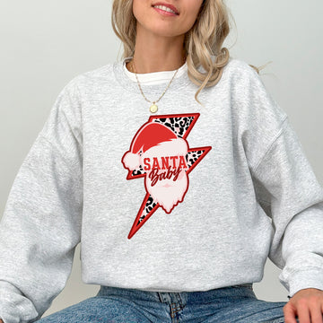 Santa Baby, Lightening Bolt, Christmas, Retro, Rock and Roll, Xmas Sweatshirt