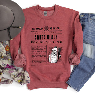 Santa Claus Is Coming To Town, Retro Newspaper Sweatshirt