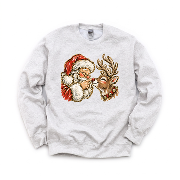 Santa Rudolph Nose Touch graphic on Gildan 18000 in Ash