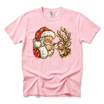 Santa Rudolph Nose Touch graphic on Comfort Colors 1717 in Blossom
