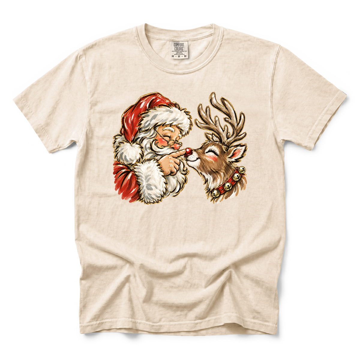 Santa Rudolph Nose Touch graphic on Comfort Colors 1717 in Ivory