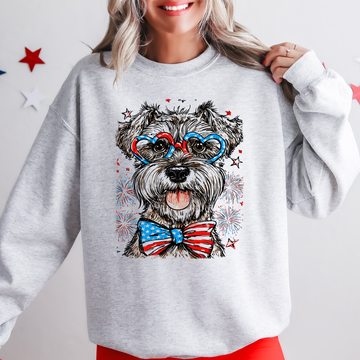Schnauzer Patriotic Dog, USA, America, Pet Lover, 4th of July Sweatshirt