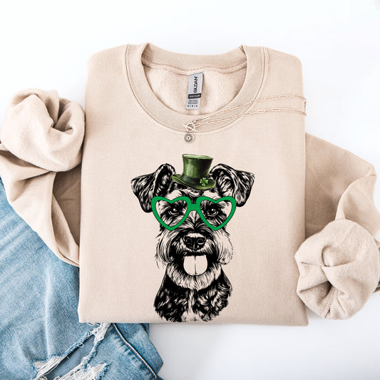 Schnauzer, Adorable Dog, St Patrick's Day, Lucky, Irish Sweatshirt