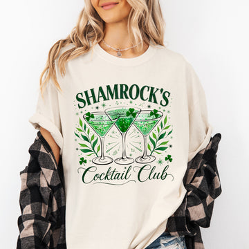 Shamrock's Cocktail Club, St Patrick's Day, Shamrock, Clover, Lucky, Leprechaun Tshirt Comfort Colors T-Shirt