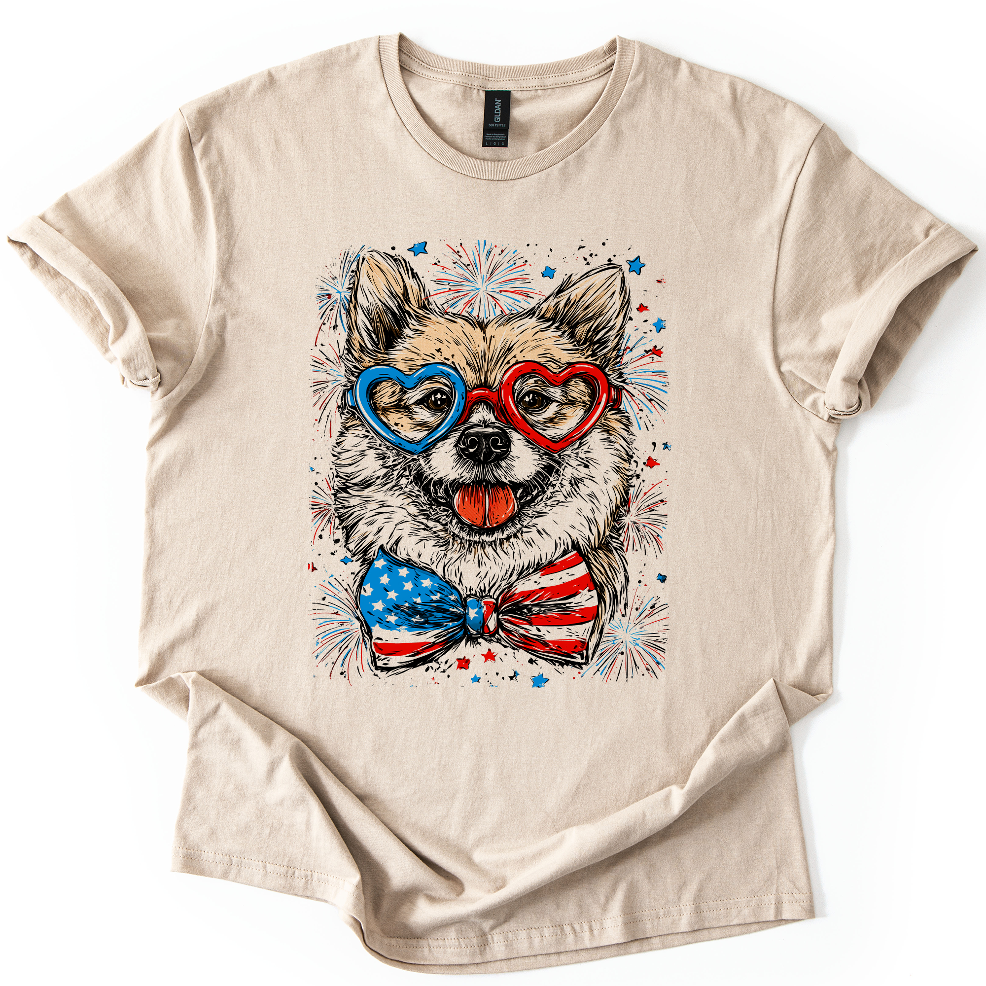 Shiba Inu Patriotic Dog, USA, America, Pet Lover, 4th of July, Soft Style T-Shirt