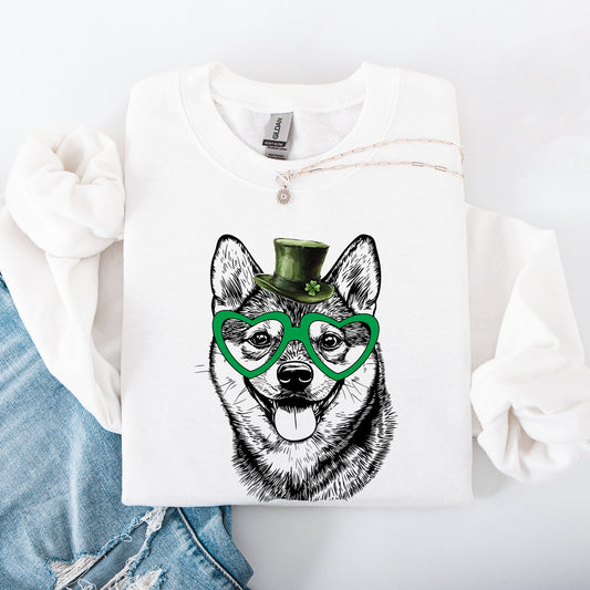 Shiba Inu, Adorable Dog, St Patrick's Day, Lucky, Irish Sweatshirt