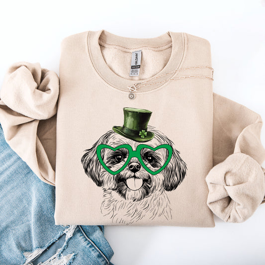 Shih Tzu, Adorable Dog, St Patrick's Day, Lucky, Irish Sweatshirt