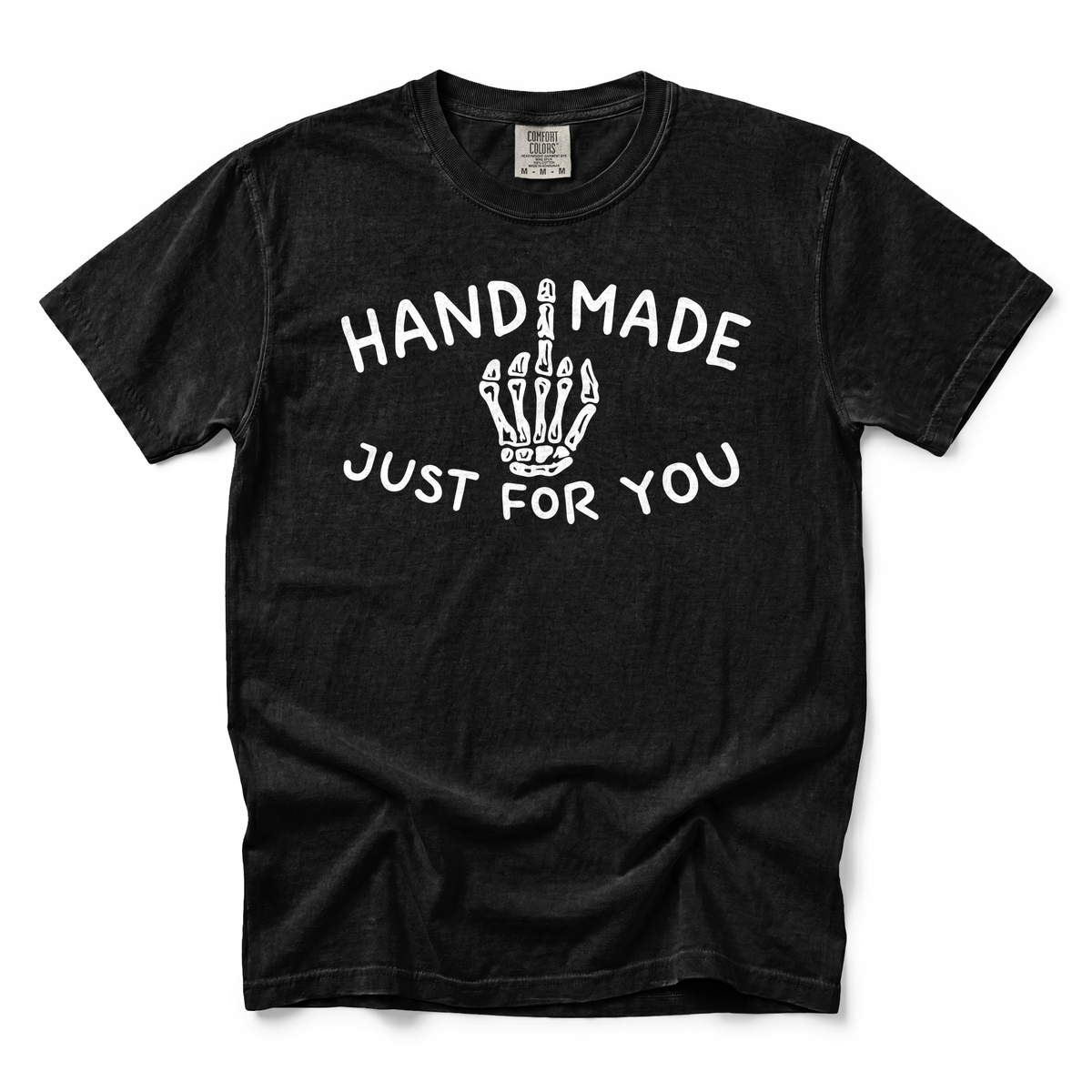 Skeleton Middle Finger graphic on Comfort Colors 1717 in Black