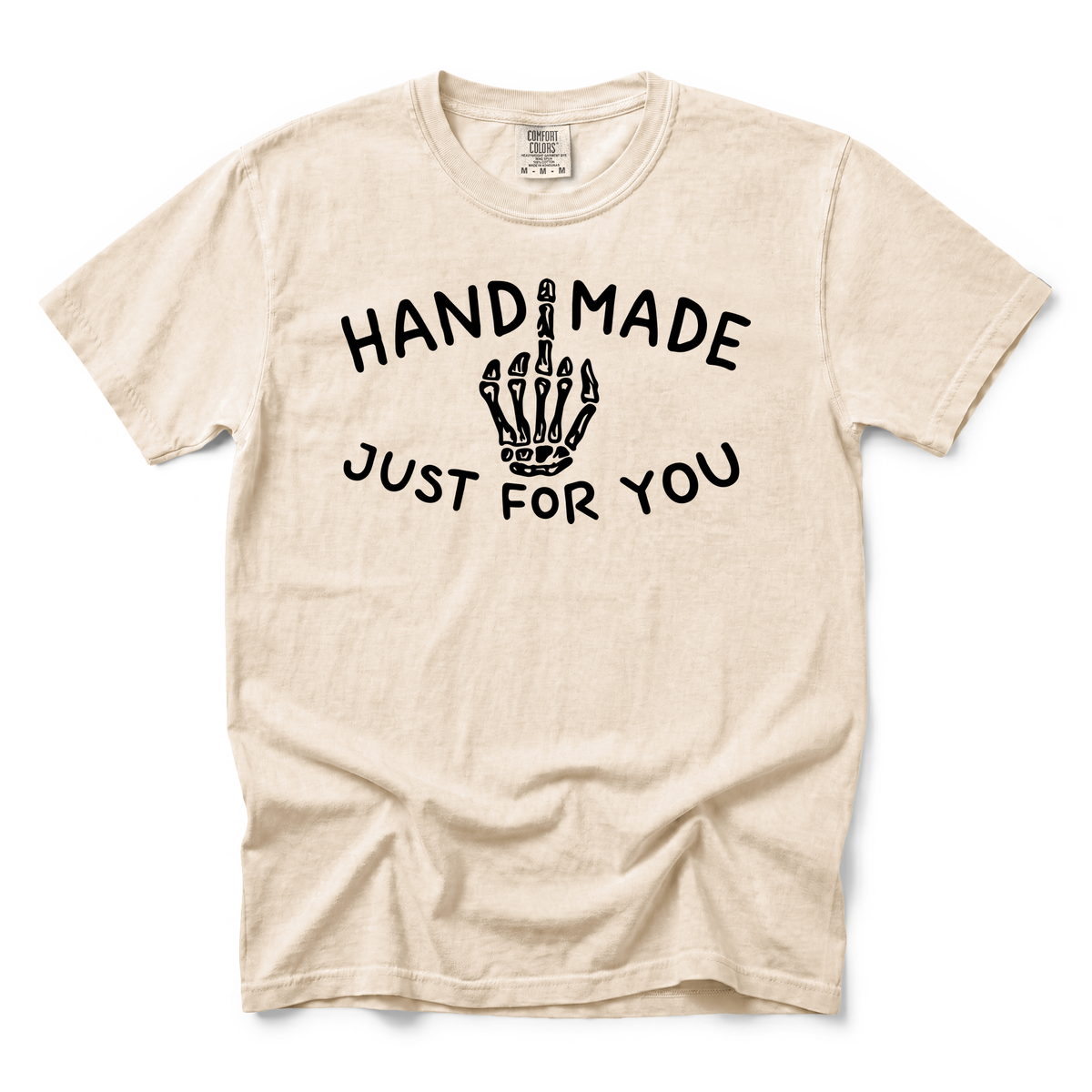 Skeleton Middle Finger graphic on Comfort Colors 1717 in Ivory