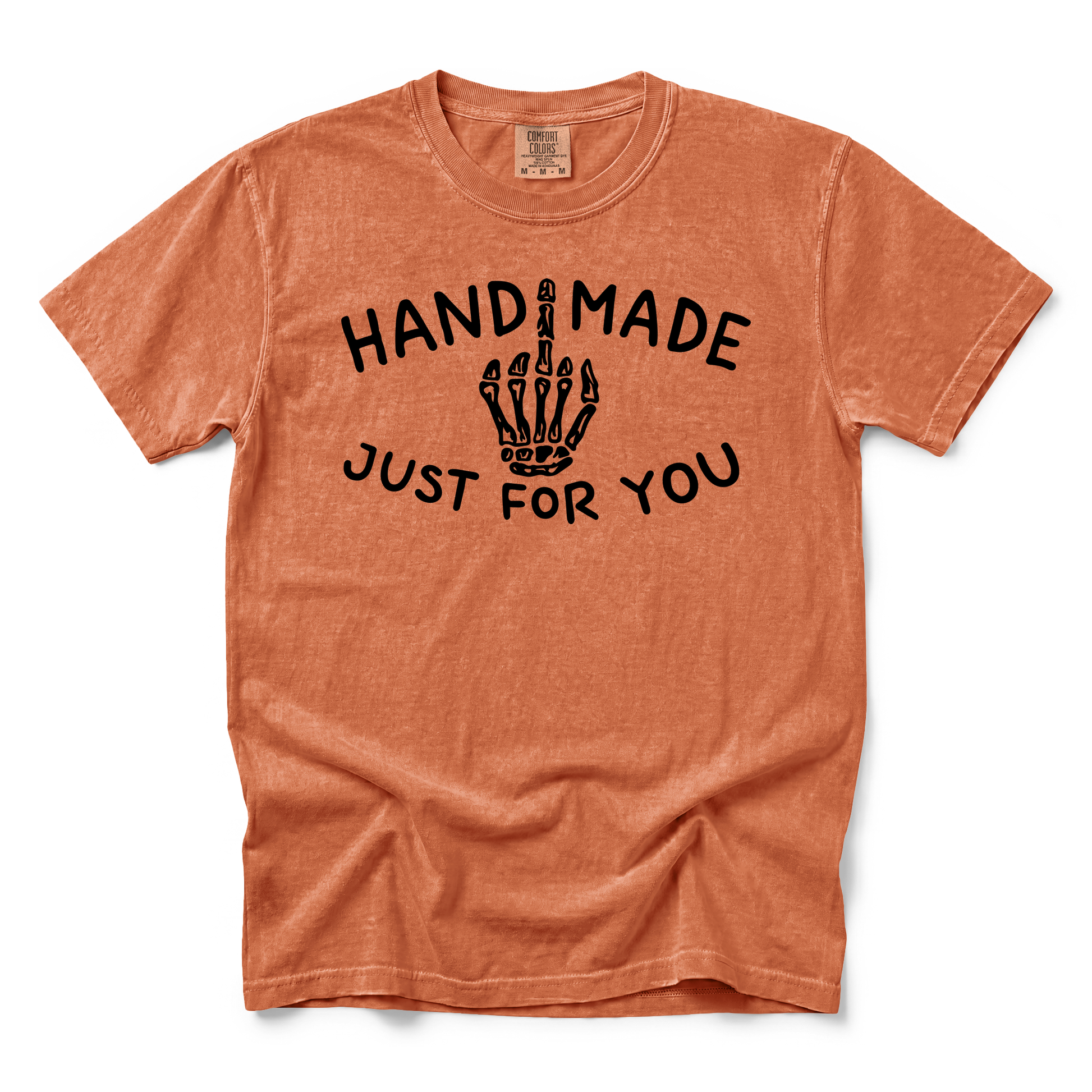 Skeleton Middle Finger graphic on Comfort Colors 1717 in Yam