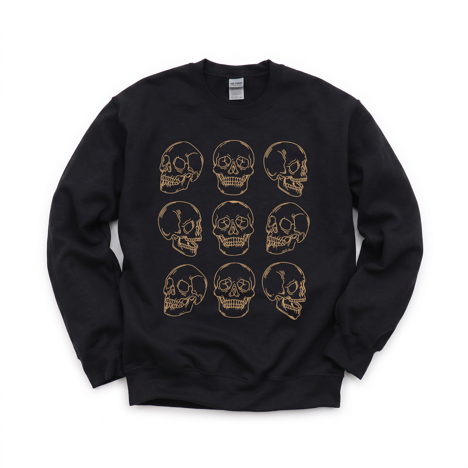 Skull Pattern graphic on Gildan 18000 in Black