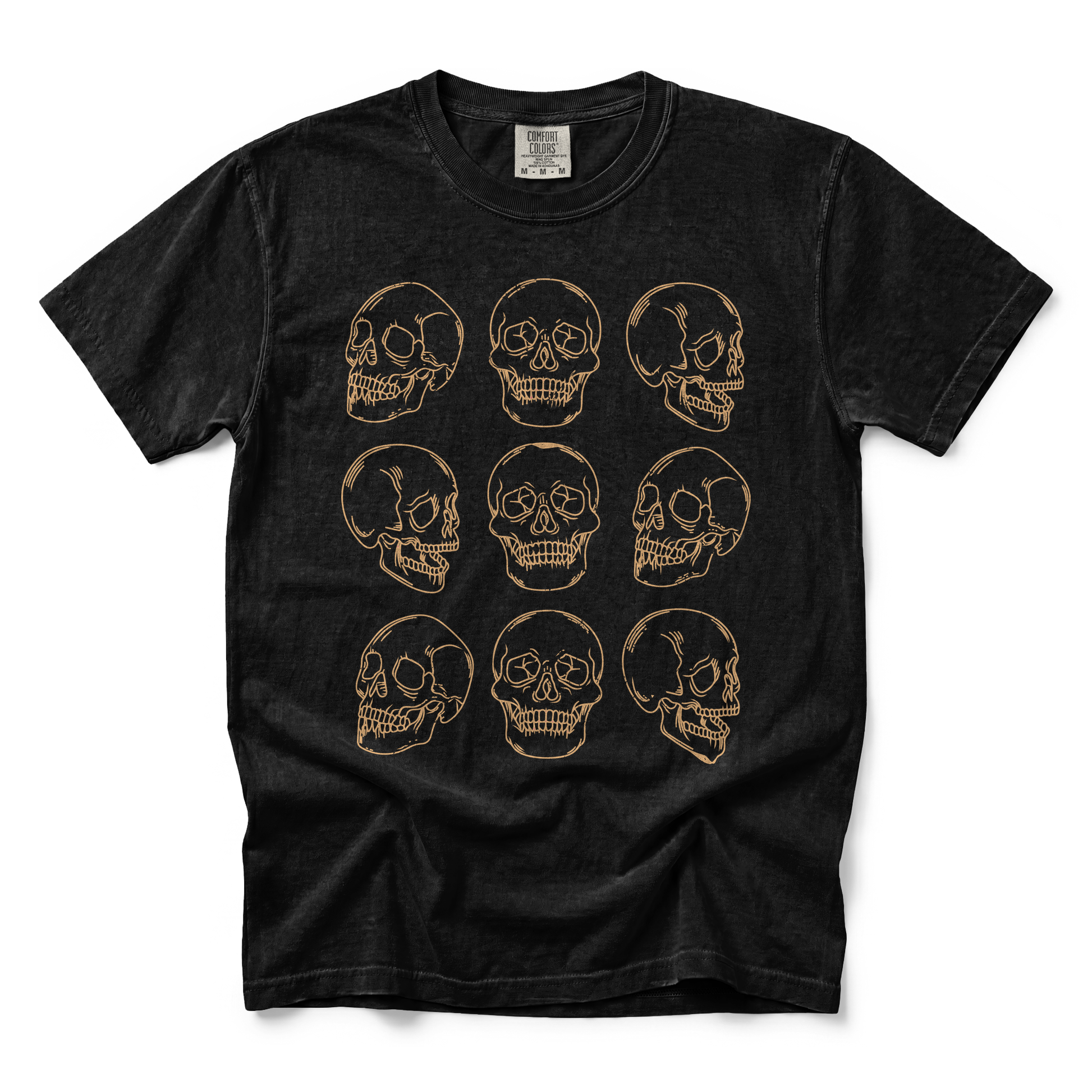 Skull Pattern graphic on Comfort Colors 1717 in Black