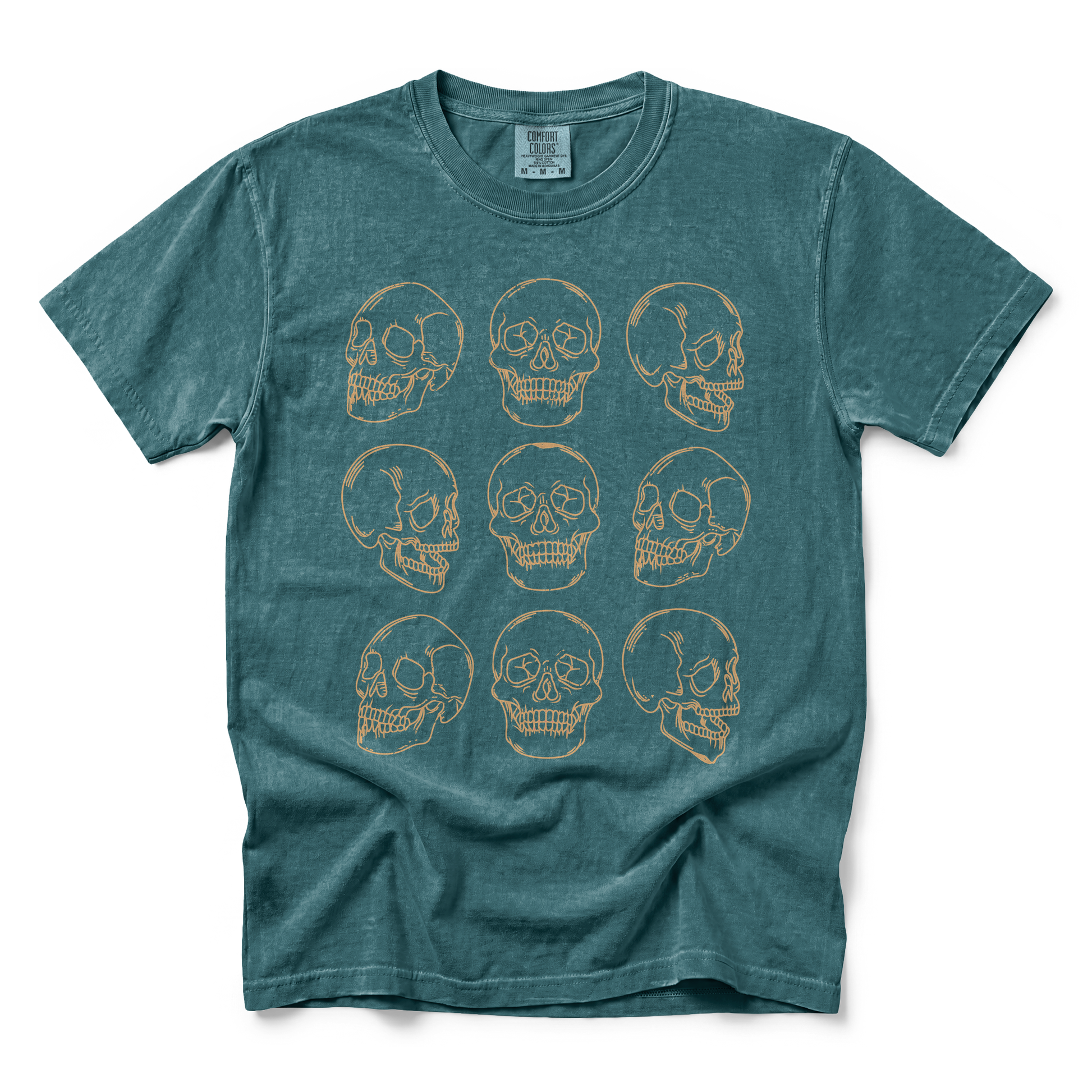 Skull Pattern graphic on Comfort Colors 1717 in Blue Spruce