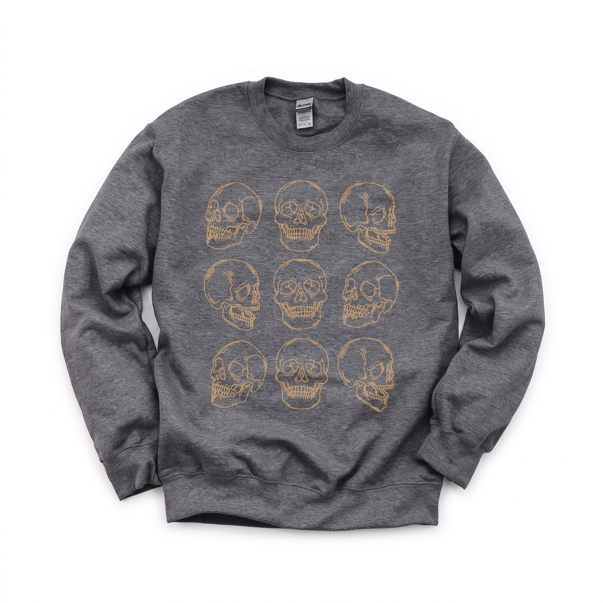 Skull Pattern graphic on Gildan 18000 in Dark Heather