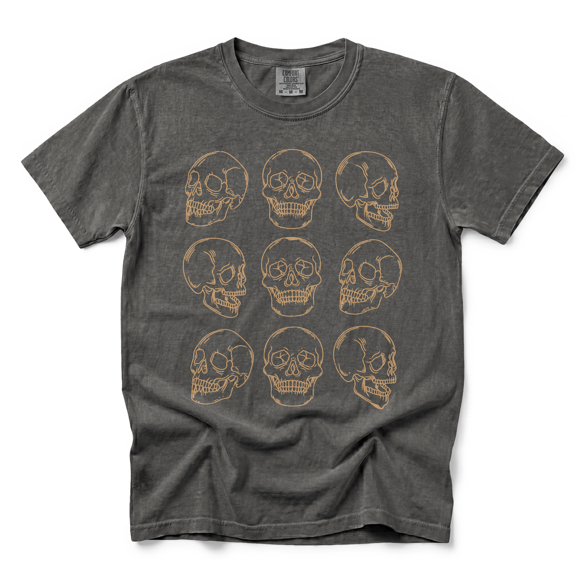 Skull Pattern graphic on Comfort Colors 1717 in Pepper