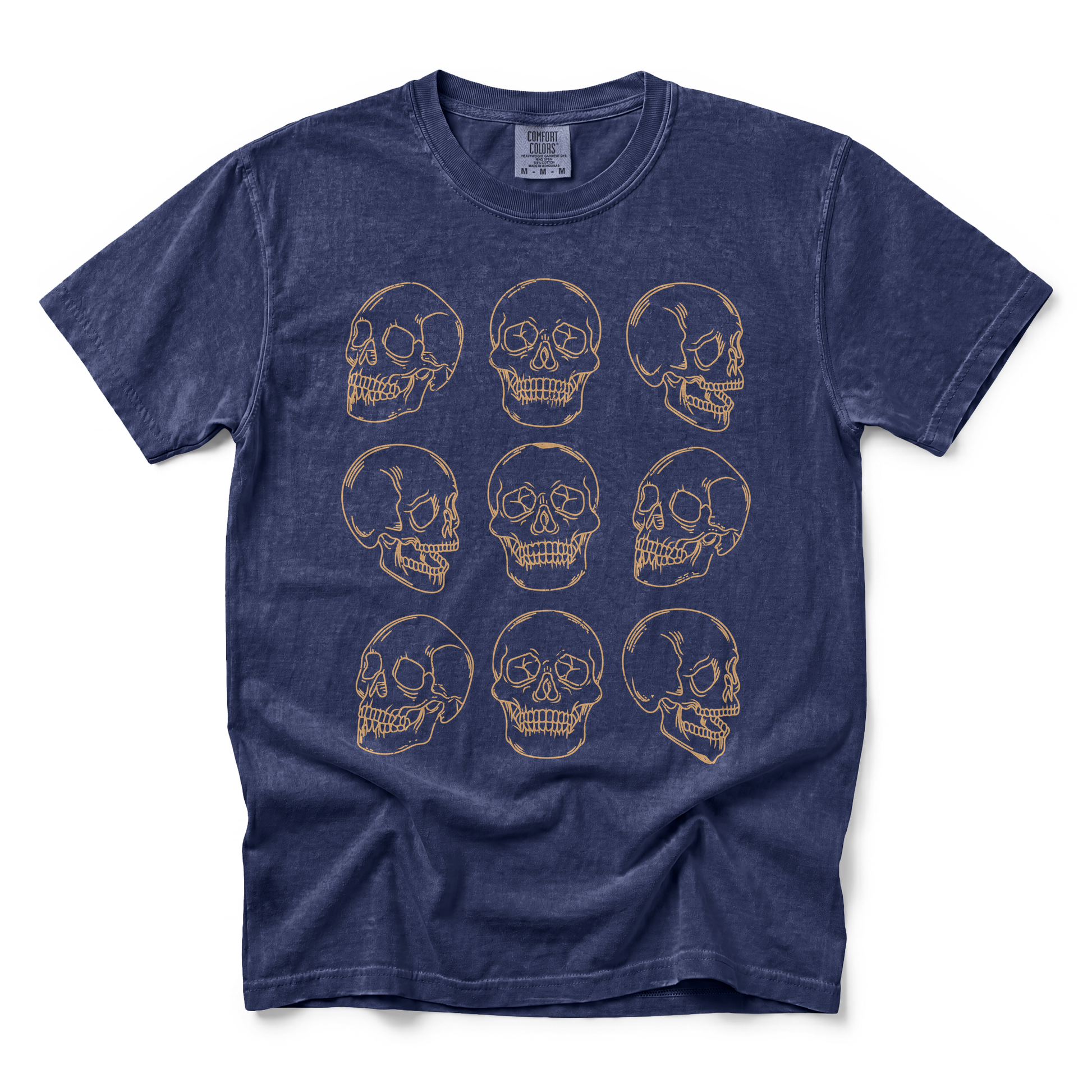 Skull Pattern graphic on Comfort Colors 1717 in True Navy