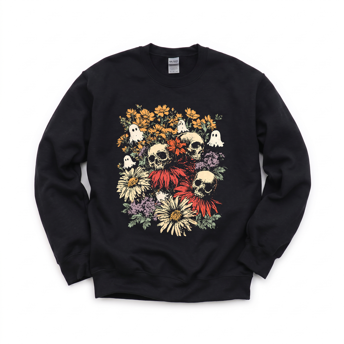 Skulls graphic on Gildan 18000 in Black
