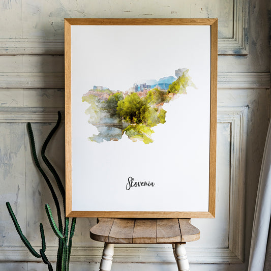 Slovenia Watercolor Map