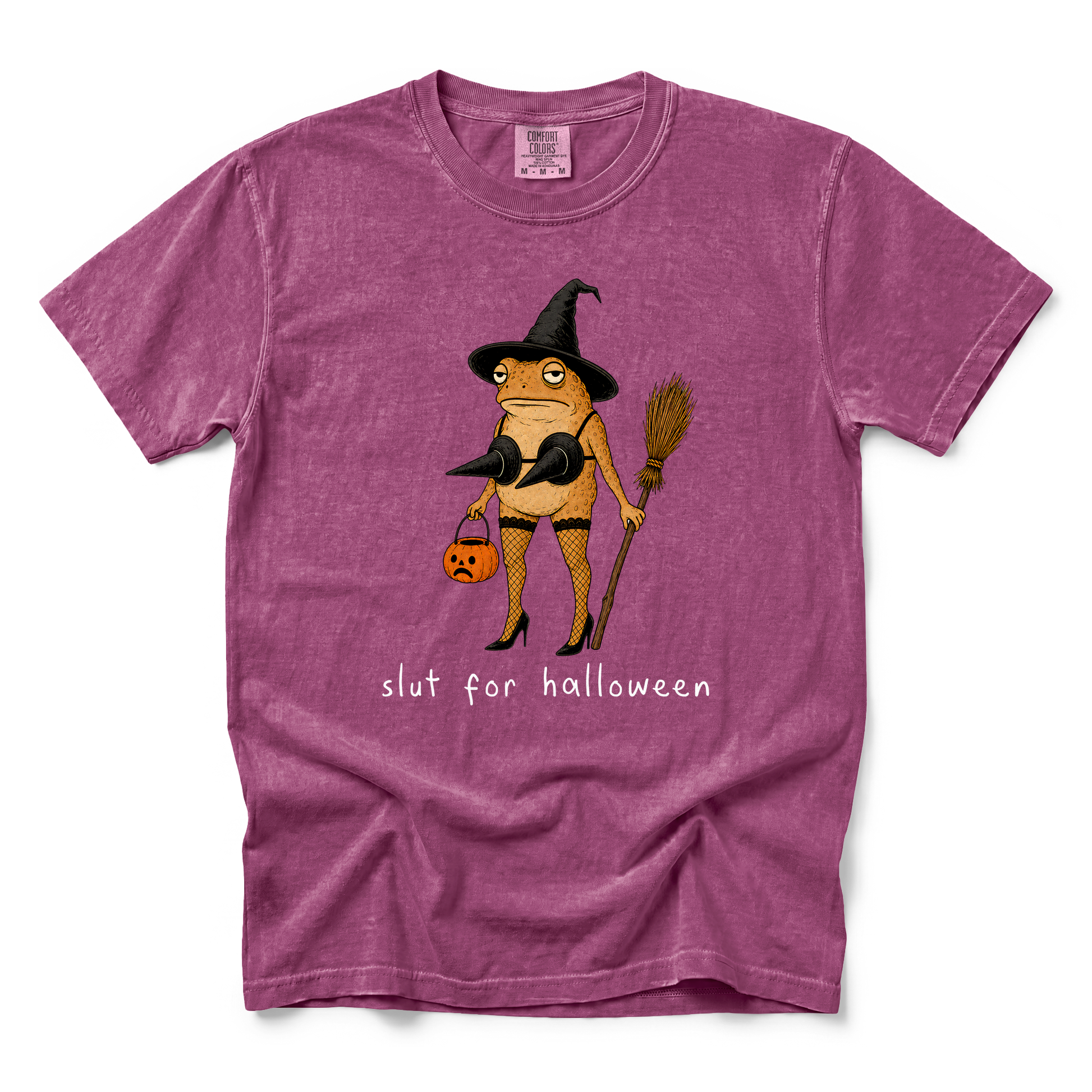 Slut For Halloween graphic on Comfort Colors 1717 in Berry
