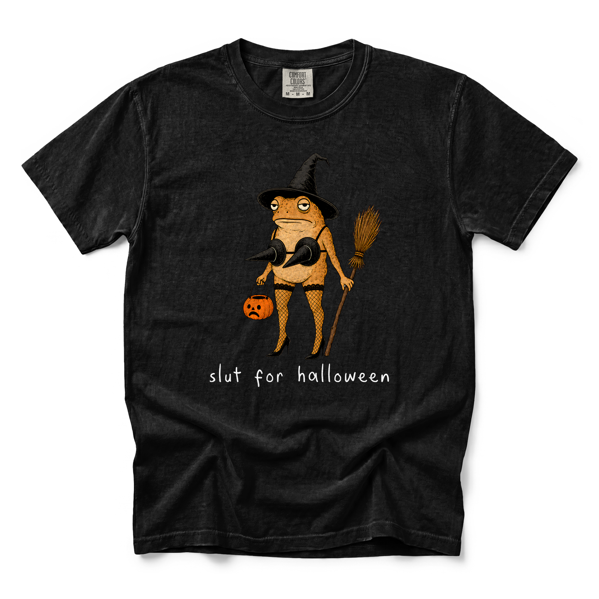 Slut For Halloween graphic on Comfort Colors 1717 in Black
