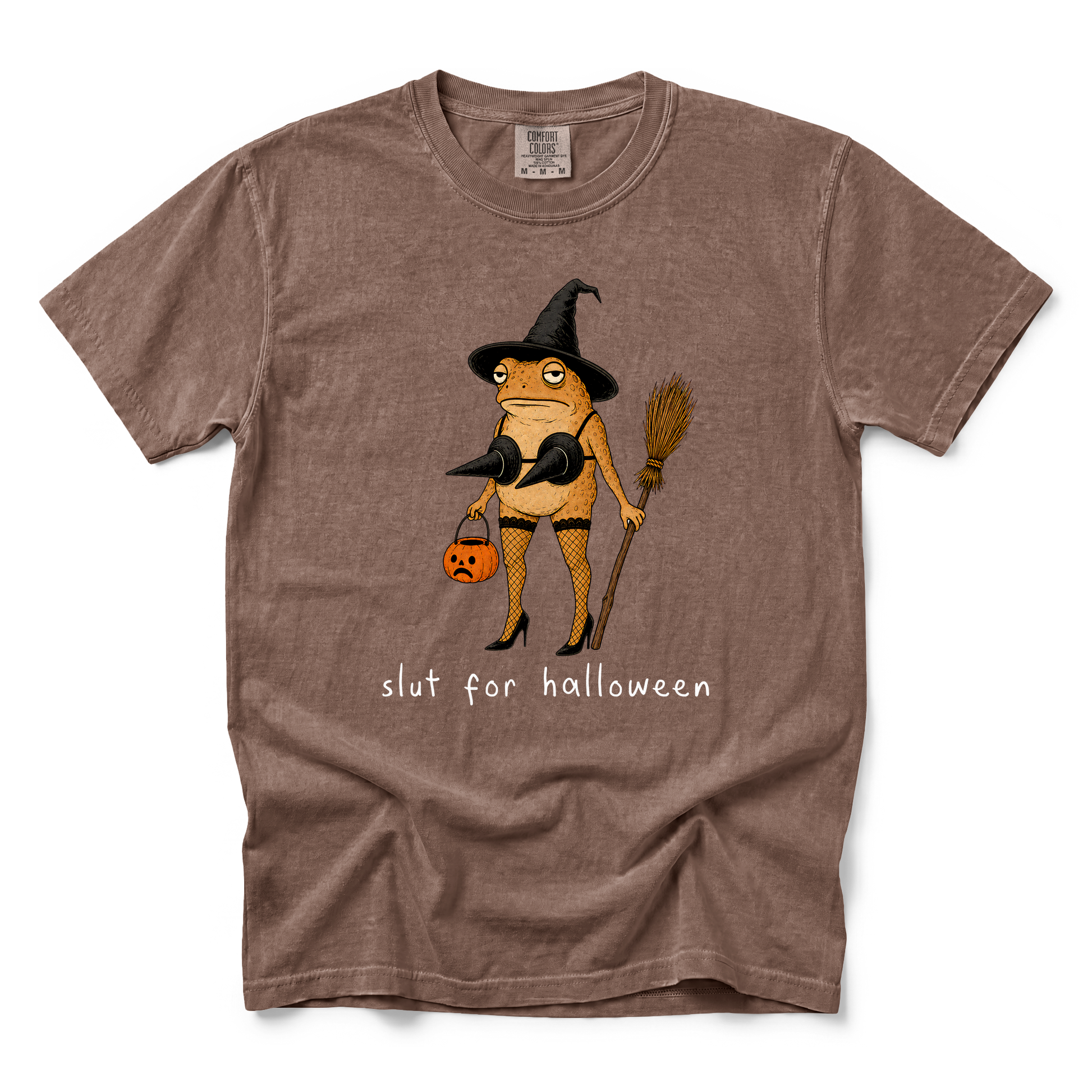 Slut For Halloween graphic on Comfort Colors 1717 in Espresso