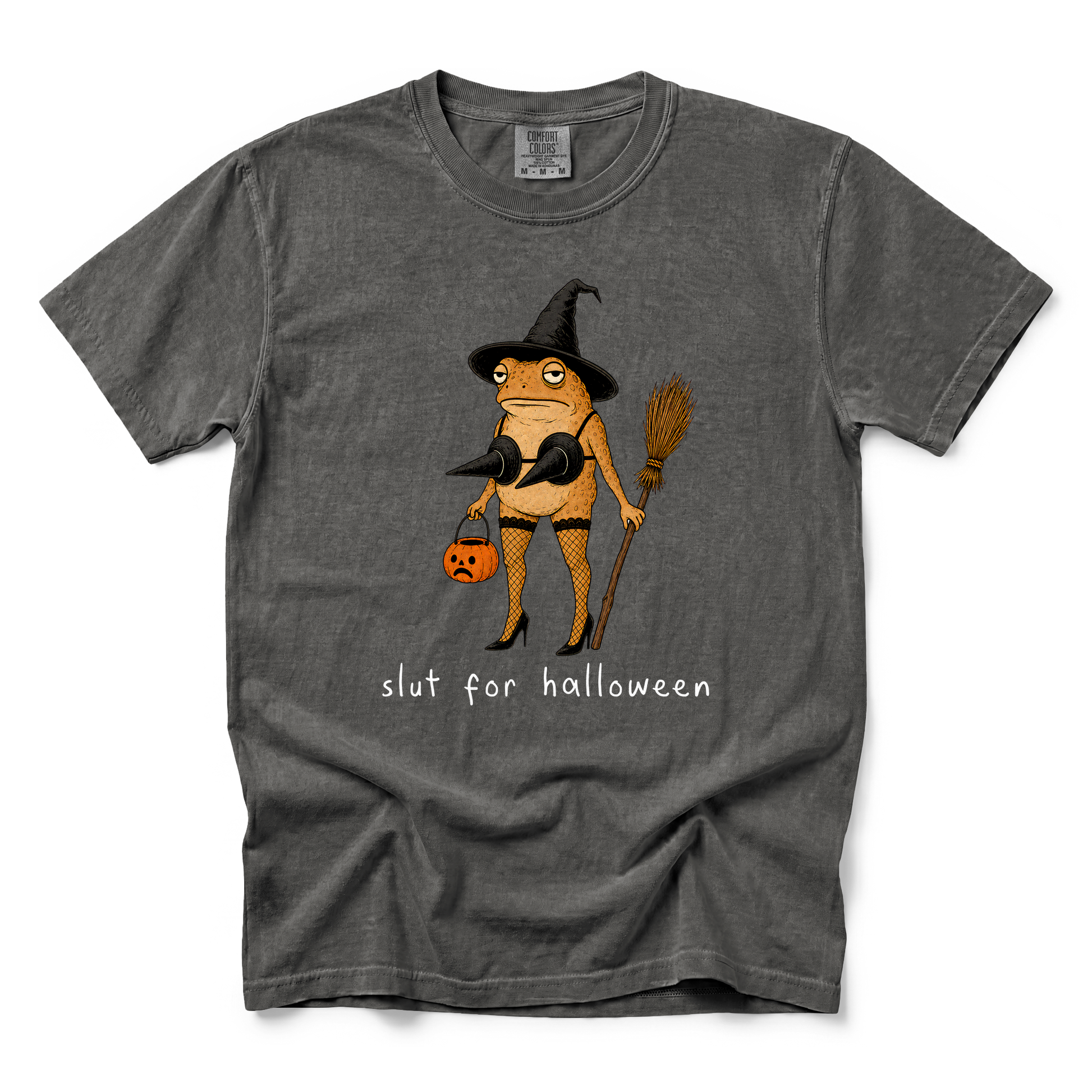 Slut For Halloween graphic on Comfort Colors 1717 in Pepper