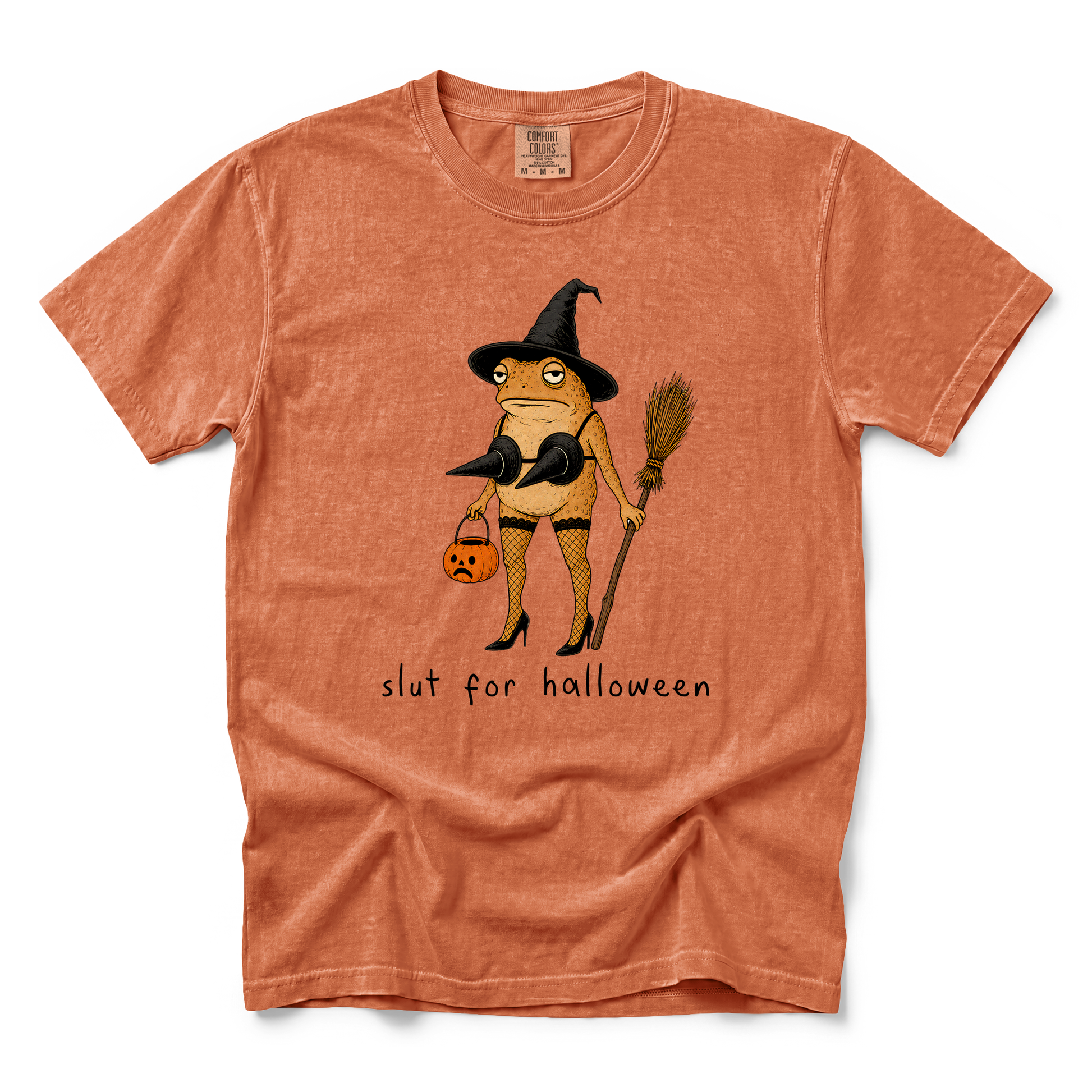 Slut For Halloween graphic on Comfort Colors 1717 in Yam