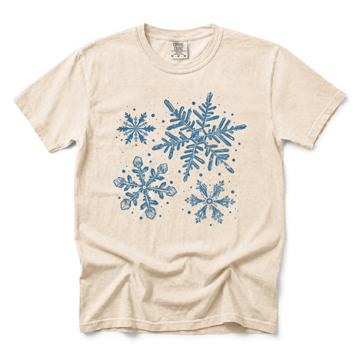 Snowflakes graphic on Comfort Colors 1717 in Ivory
