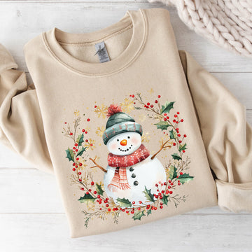 Snowman, Wreath, Christmas Botanical, Holly, Santa, Cute Sweatshirt