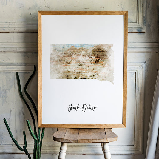 South Dakota Watercolor Map