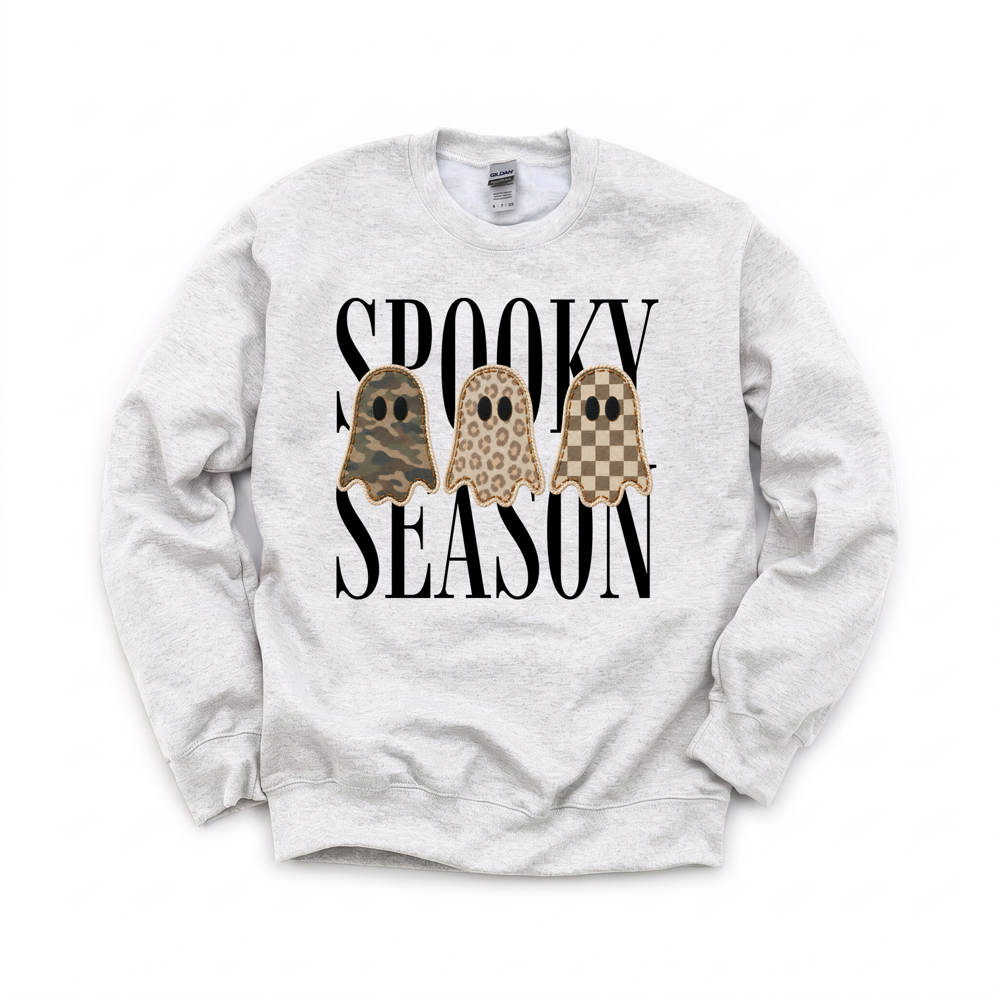 Spooky Season Ghosts graphic on Gildan 18000 in Ash