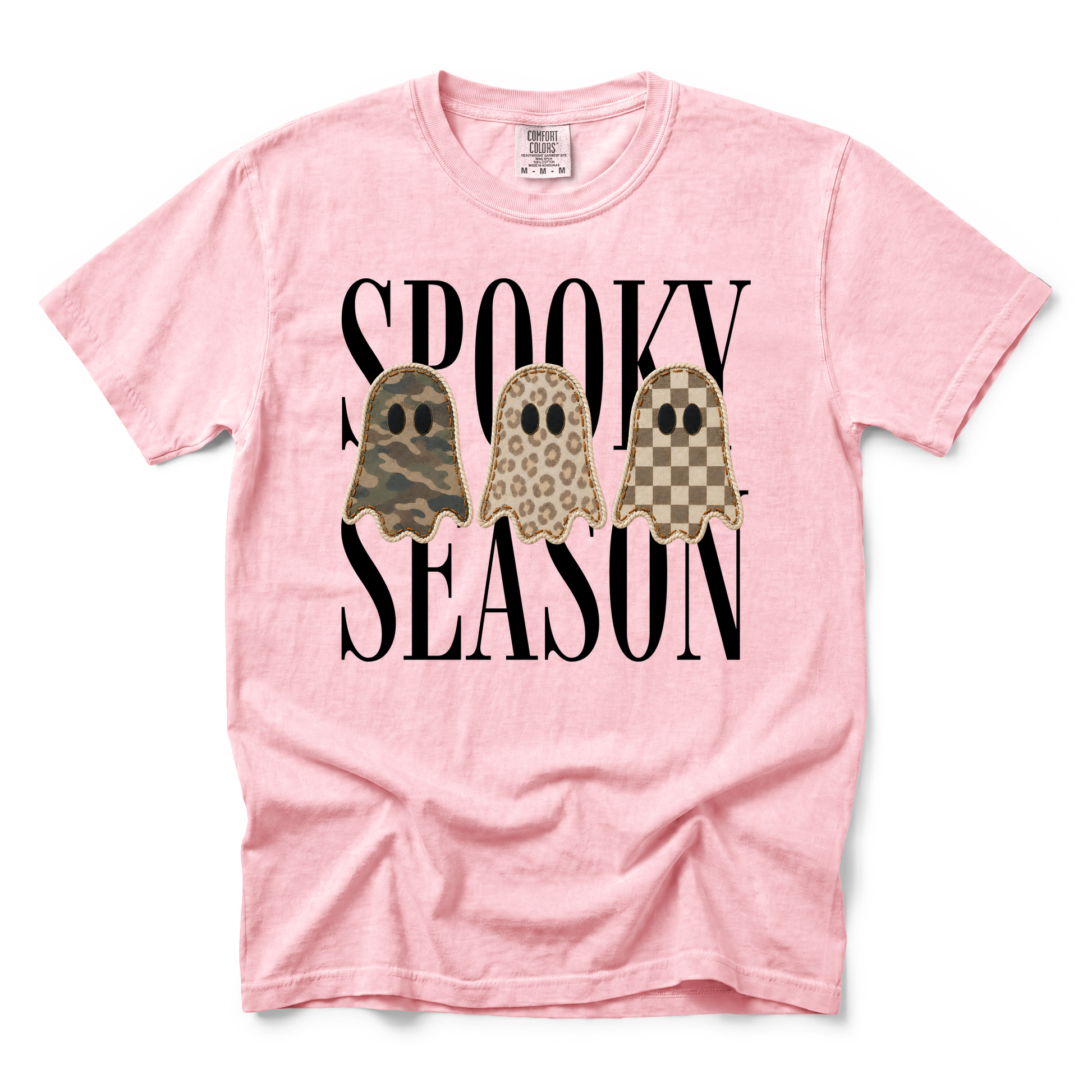 Spooky Season Ghosts graphic on Comfort Colors 1717 in Blossom