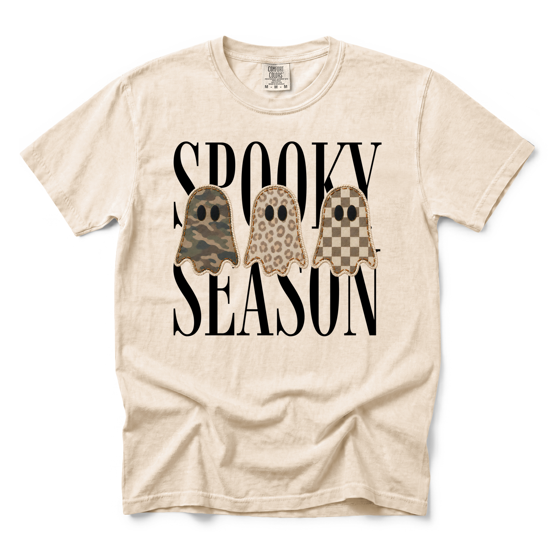 Spooky Season Ghosts graphic on Comfort Colors 1717 in Ivory