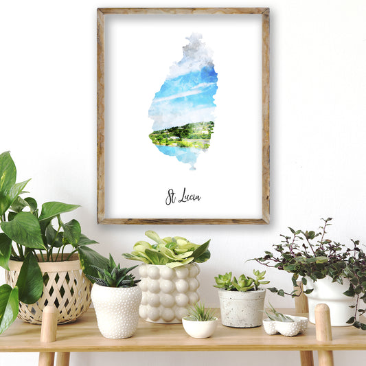 St. Lucia Watercolor Map