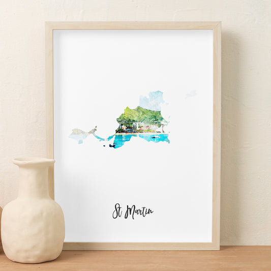 St. Martin Watercolor Map