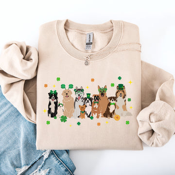 St Patrick's Dogs, Cute, St Patrick's Day, Shamrock, Clover, Lucky, Leprechaun Sweatshirt