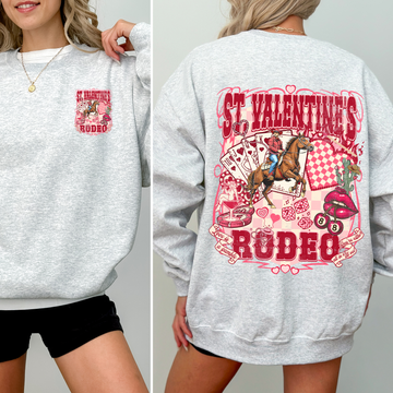 St Valentine's Rodeo, Western, Cowboy, Bronc, Front and Back, Love, Western, Country Sweatshirt