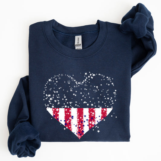 Star Hearts, Red White Blue, 4th of July Sweatshirt