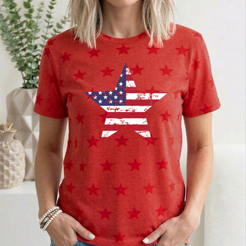 Stars and Stripes, Flag, Patriotic, 4th of July, Star Pattern T-Shirt