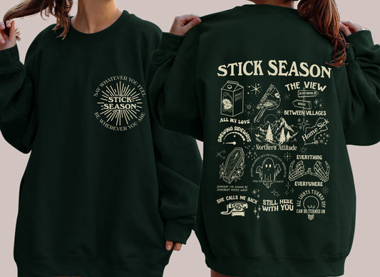 Stick Season, Original Design, Kahan, Front and Back, Pocket Print, Concert, Music, Country, Americana Sweatshirt