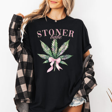 Stoner Babe, Retro Herb, High, 420 Comfort Colors T-Shirt