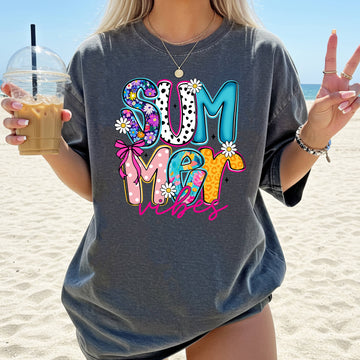 Summer Vibes, Colorful, Beach Ready, Vacation, Sunshine, Summer Fun Comfort Colors T-Shirt