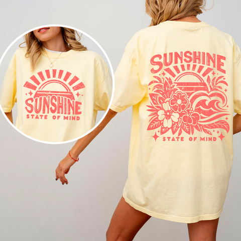 Sunshine State of Mind, Front and Back, Retro Beach, Summer, Comfort Colors T-Shirt