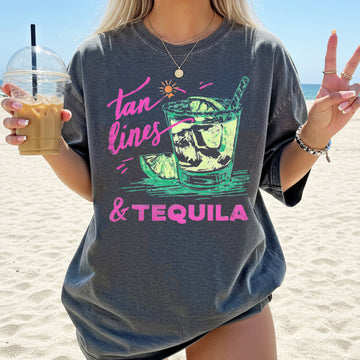 Tan Lines And Tequila, Margarita Beach Ready, Vacation, Sunshine, Summer Fun Comfort Colors T-Shirt