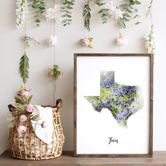 Texas Watercolor Map